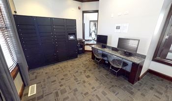 Business center with computers